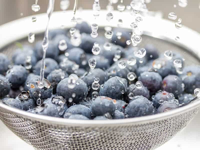 Blueberries Rinsed With Water